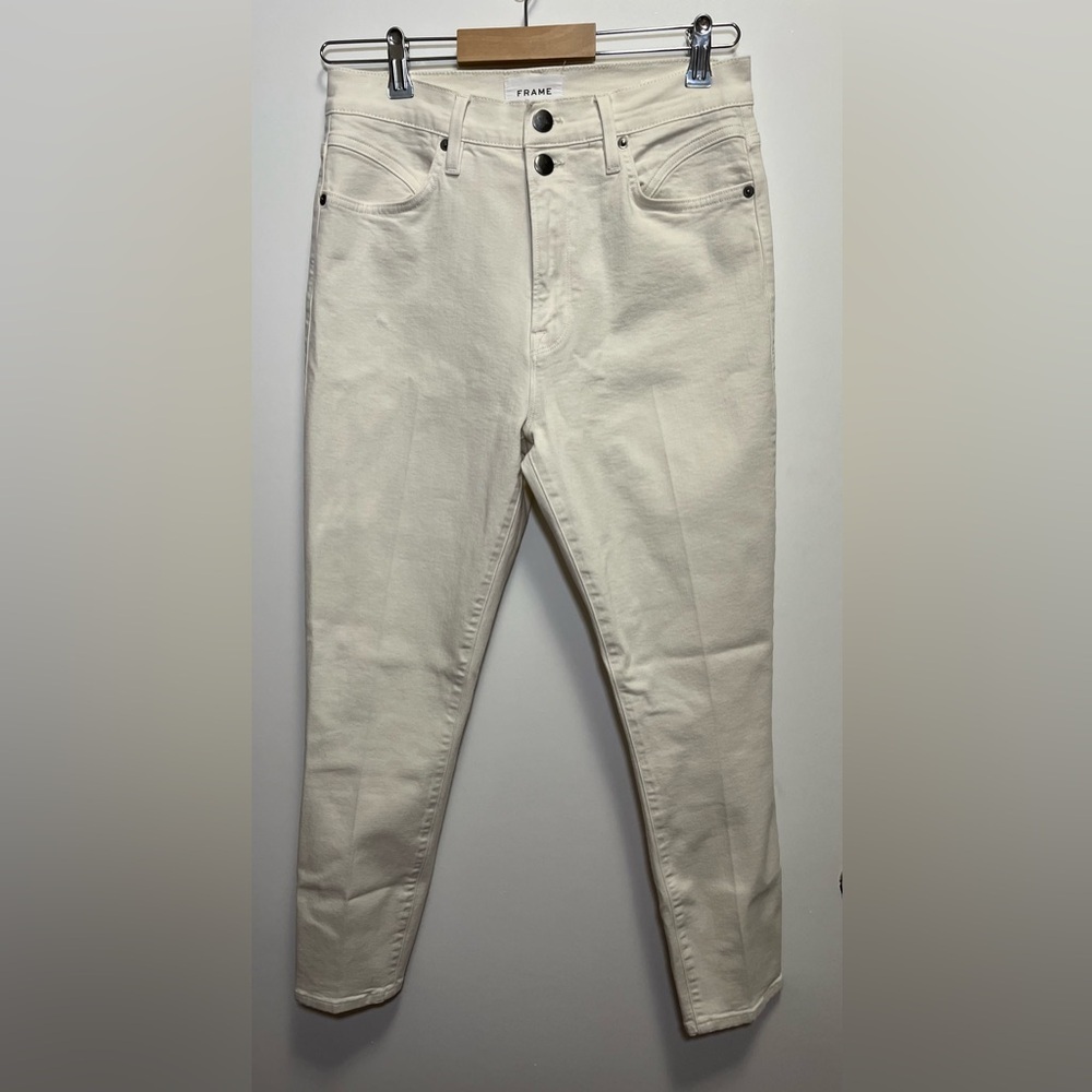 Frame Denim Ali High Rise Cigarette Jeans White Size 29